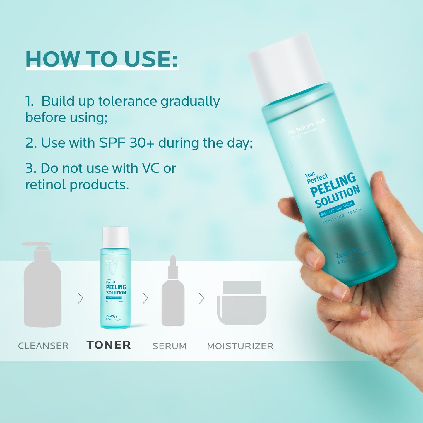 ZealSea 2% Salicylic Acid Toner for Face with 2% Niacinamide