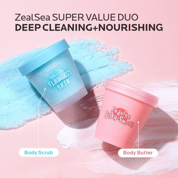 ZealSea 9.87 Oz Body Scrub & 7.05 Oz Body Butter Duo