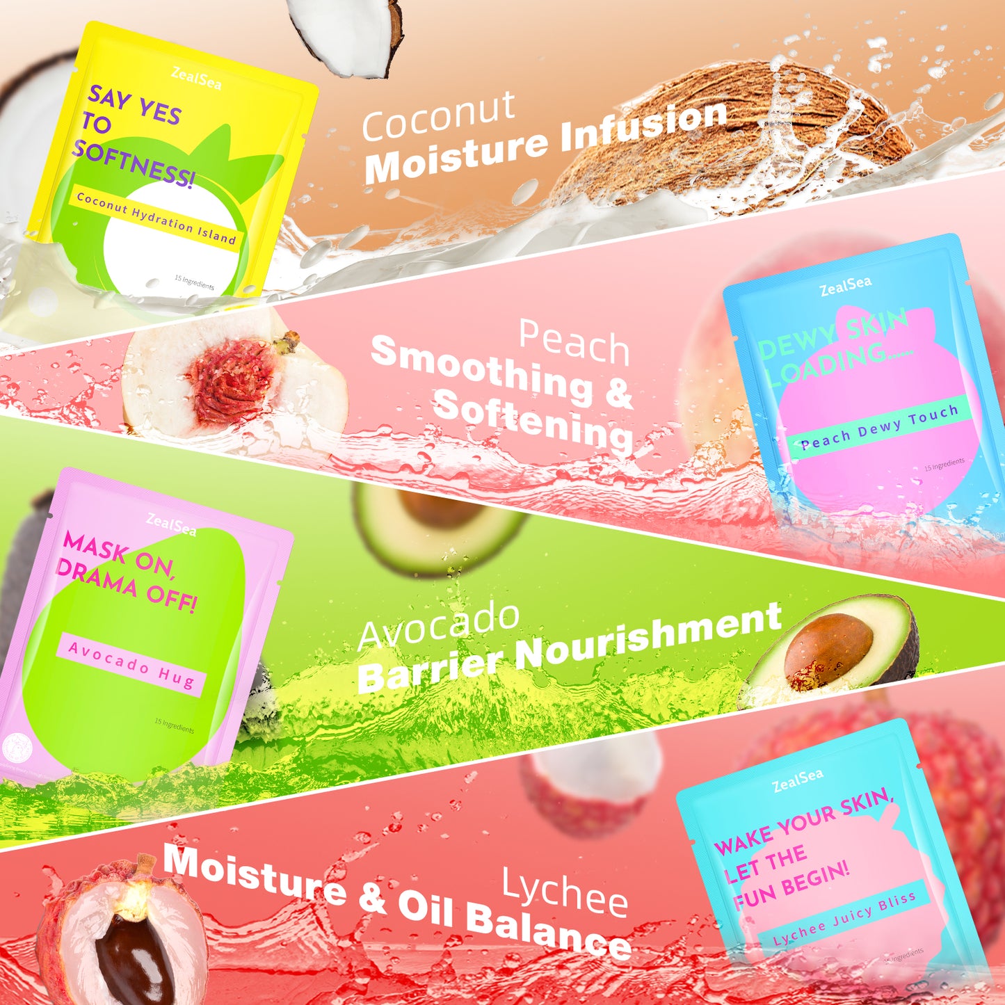 ZealSea Ultra-Gentle Minimalism with Only 15 Ingredients face mask,7pack