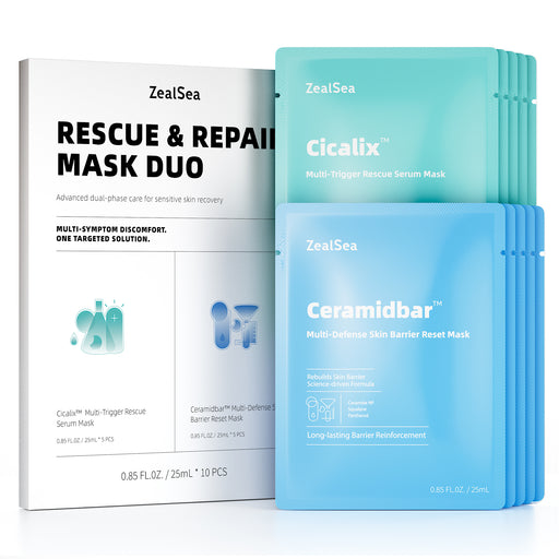 ZealSea Cicalix & Ceramidbar Face Mask Skincare Set, 10 Pack