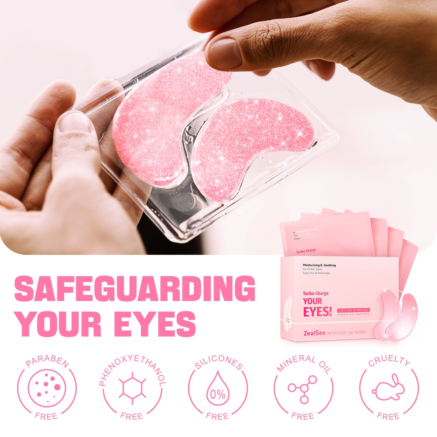 ZealSea 20 Pairs Under Eye Masks for Dark Circles Puffy Eyes and Wrinkle