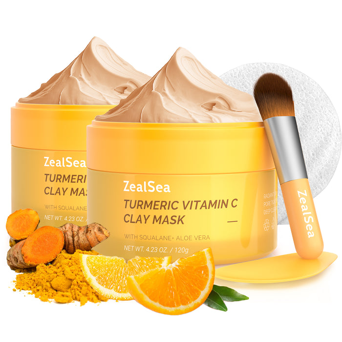 ZealSea Turmeric Clay Mask for Face with Vitamin C for Dark Spots 4.23 Oz